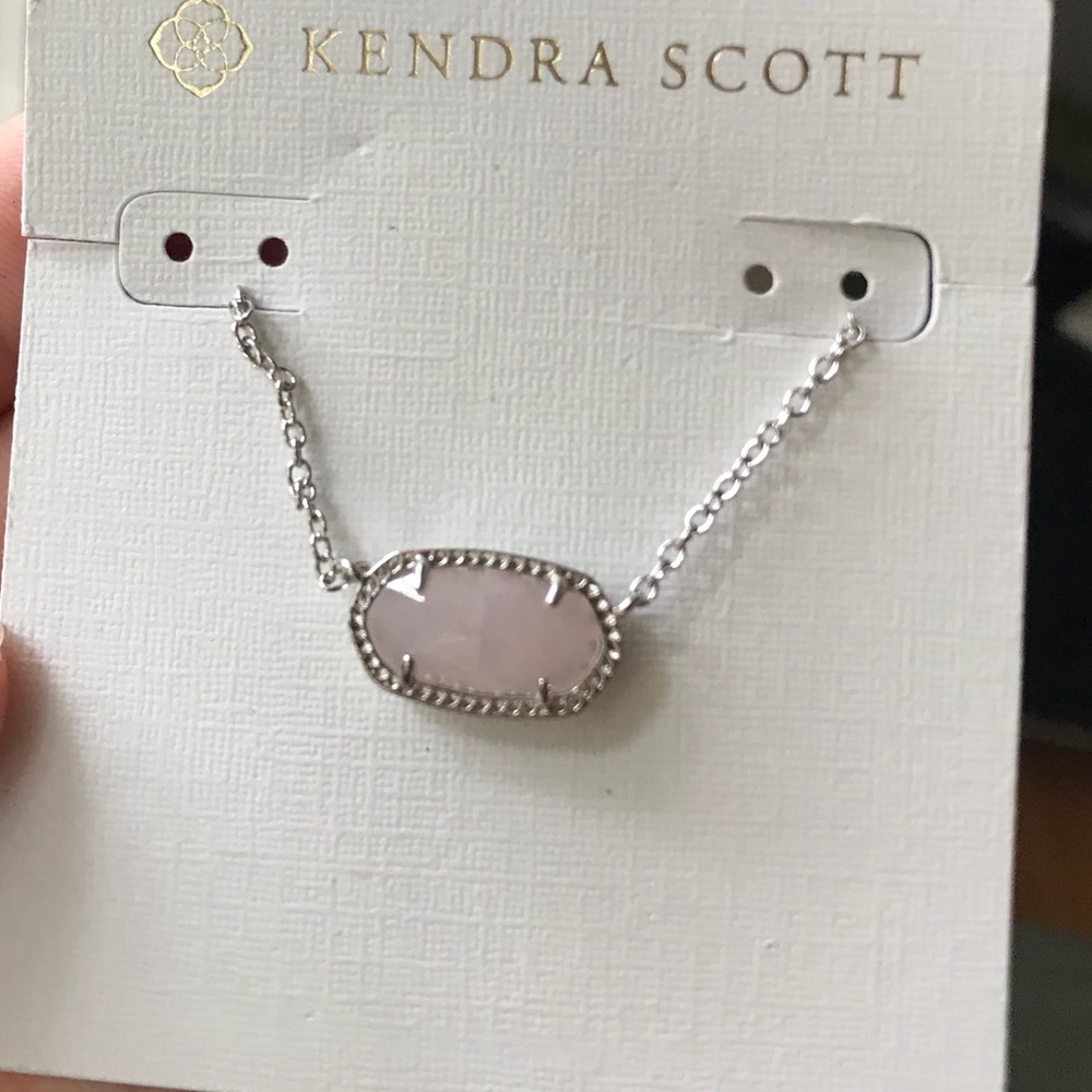 Elisa Silver Pendant Necklace In Rose Quartz